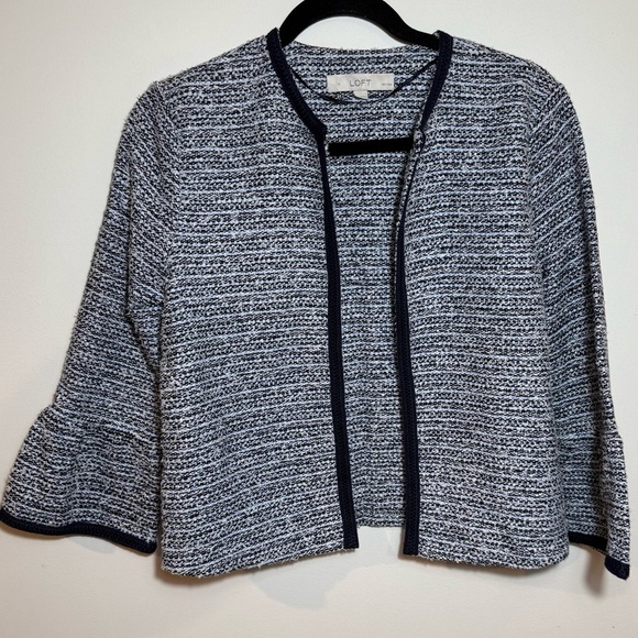 Loft Tweed Jacket Bell Sleeves Medium Petite - Picture 2 of 8